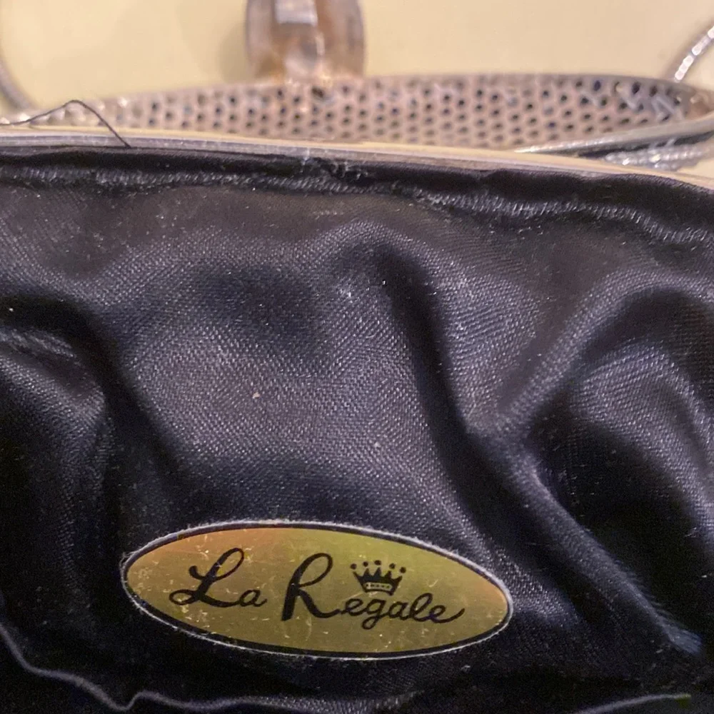 La Regale Vintage Velvet/Silk Black Purse/Evening Bag.  6”x‎ 8” Wide